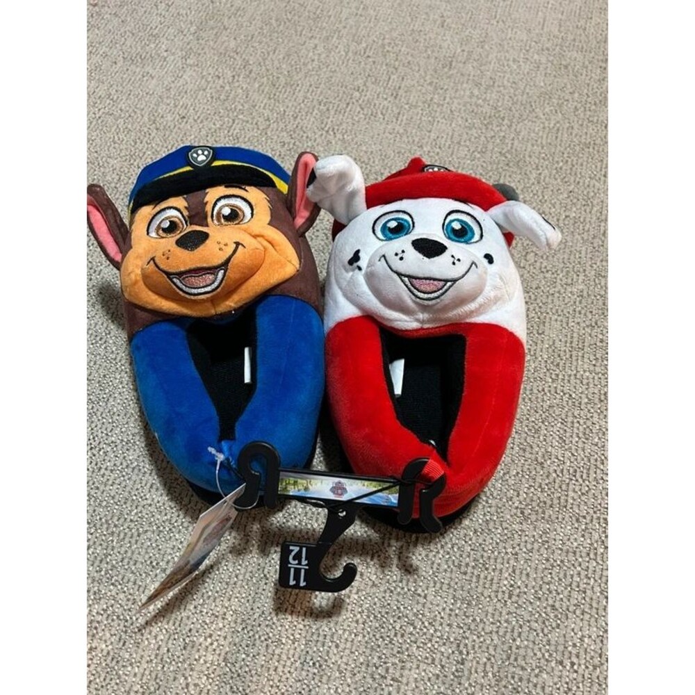 Paw Patrol Chase and Marshall Toddler Boys Slippers size 11/12